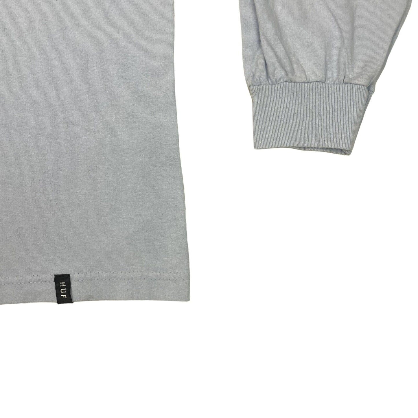 HUF Logo T-Shirt Baby Blue Long Sleeve Mens Medium