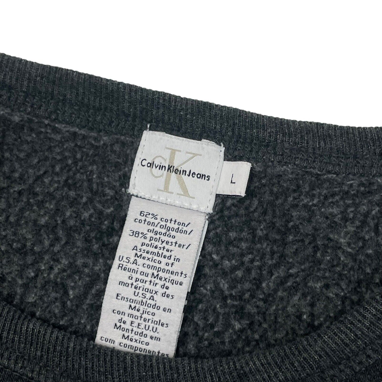Vintage Calvin Klein Grey Crew Neck Jumper Embroidered Mens Boxy Large