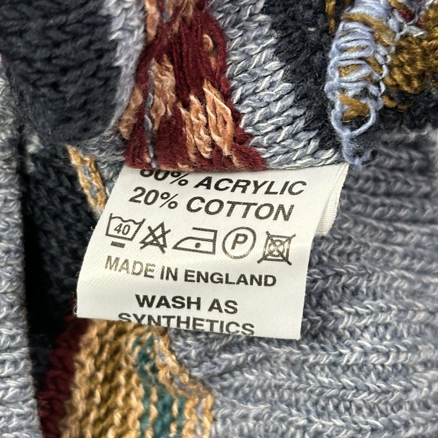 Vintage The Sweater Shop Jumper Men’s Medium Multicolour Stripe Knit Made In UK