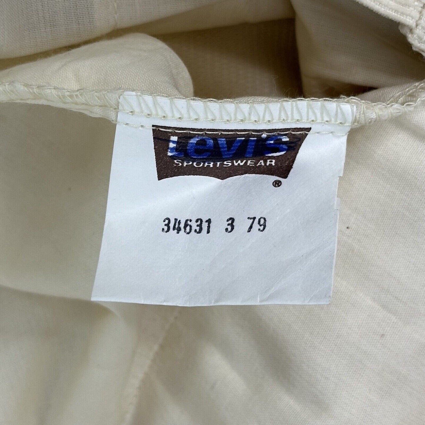 Vintage Levi’s Cord Trouser 33w 33l Straight Leg Cream Made In France 70’s Rare