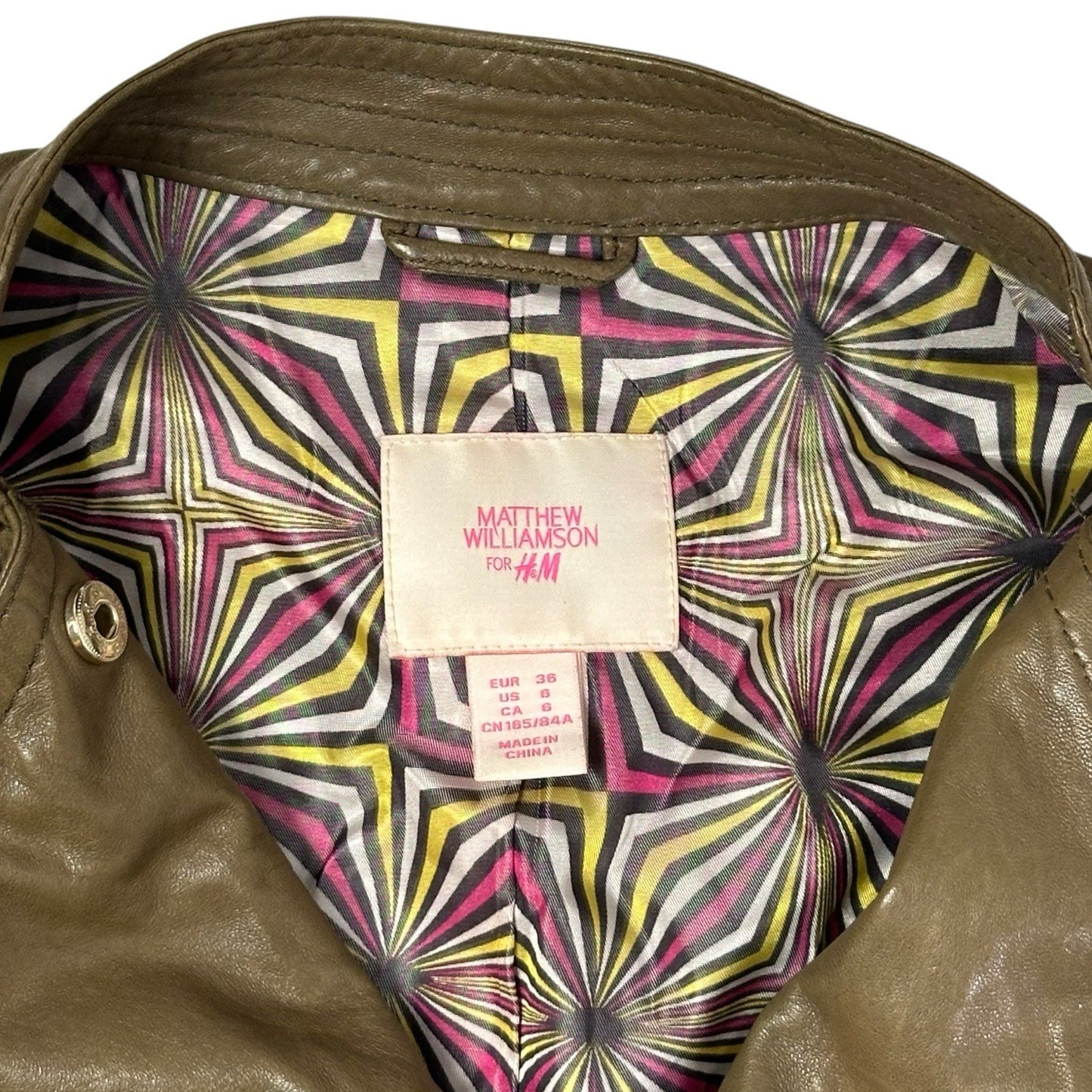 AW09 Matthew Williamson x H&M Leather Biker Jacket Brown Women’s Small