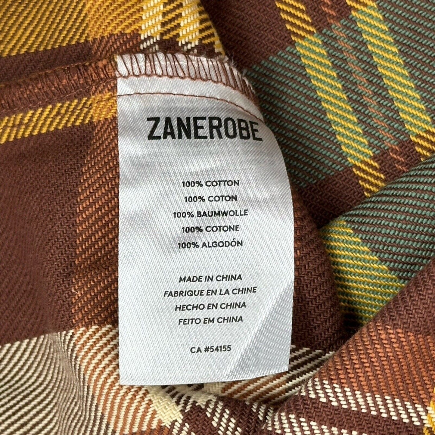 Zanerobe Plaid Overshirt Mens Medium Brown, Yellow And Green