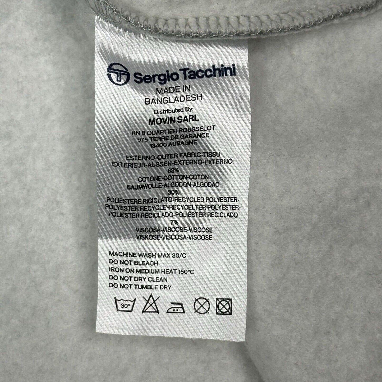 NWT Sergio Tacchini Circolo Pullover Hoodie Mens Large Grey Embroidered