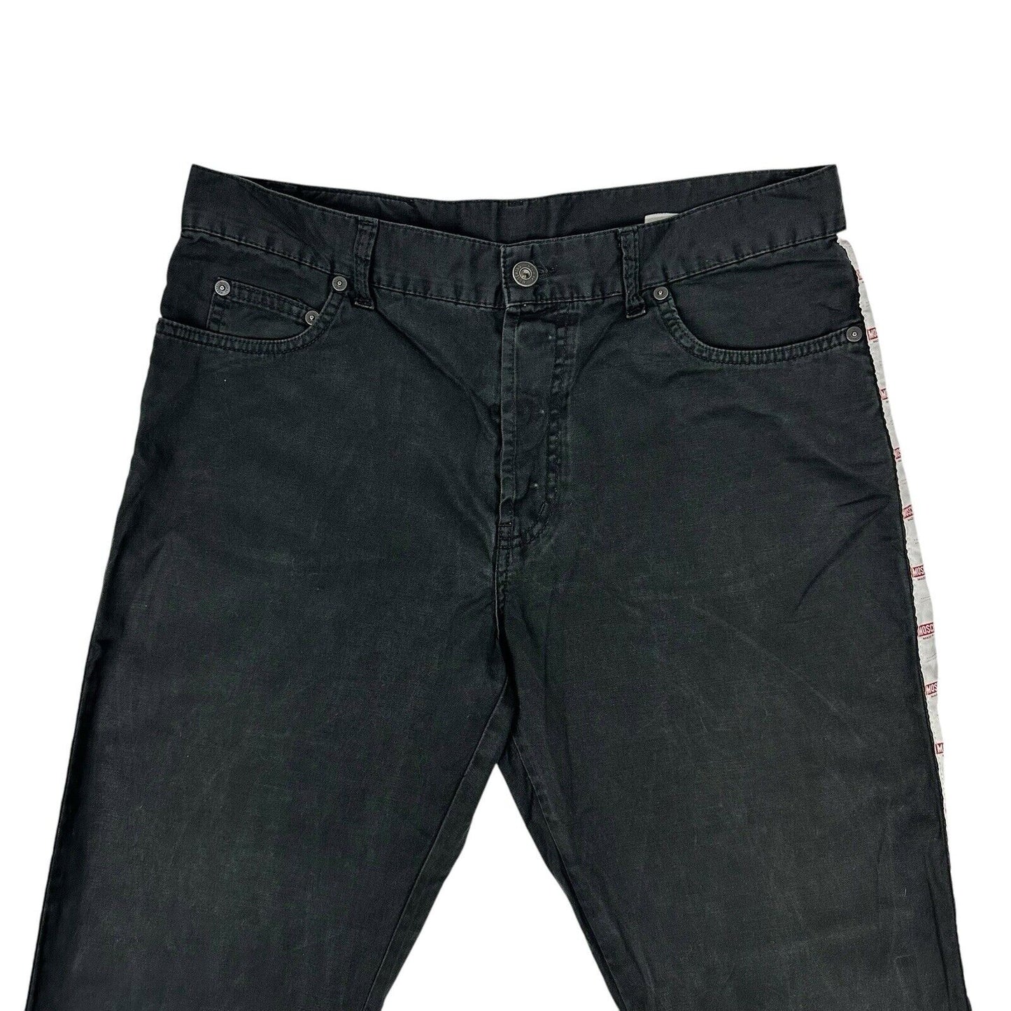 Vintage Moschino Tape Logo Trousers Made In Italy Black 34w 30l
