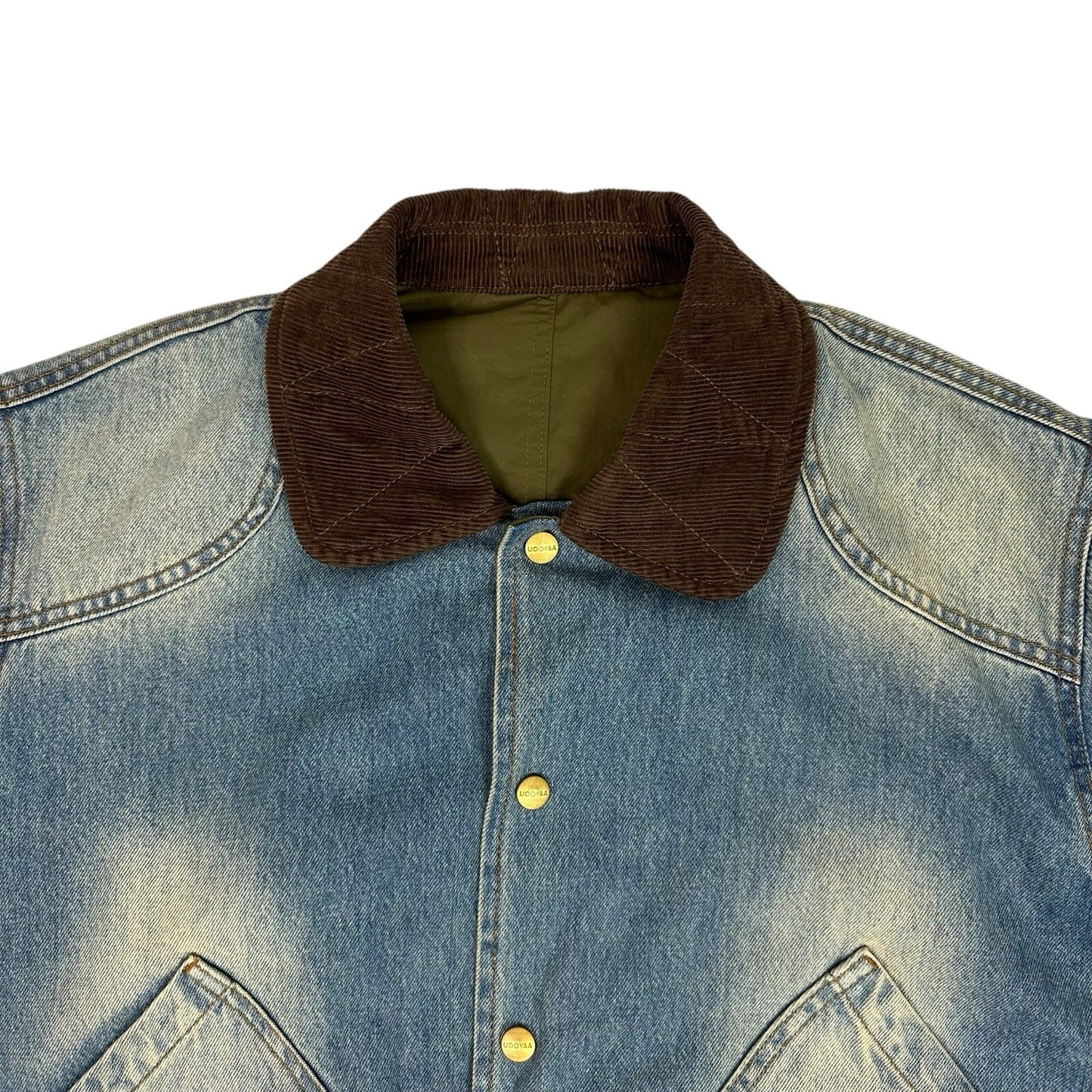 UOOYAA Reversible Oversized Jacket Medium Denim And Khaki Green