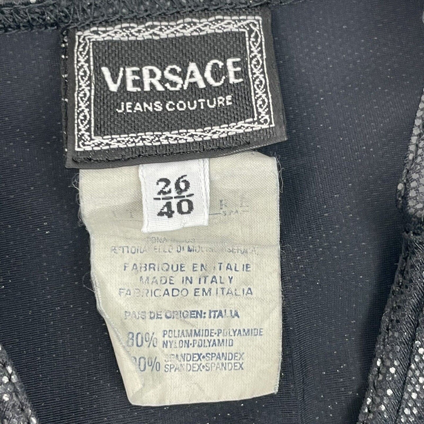 Vintage Versace Jeans Couture Slim Dress Black With Shimmer Women’s XS