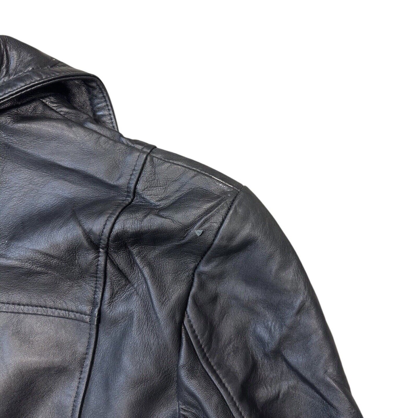 Vintage Camanchi Leather Trench Coat Black Unisex Large Made In UK Deadstock NWT