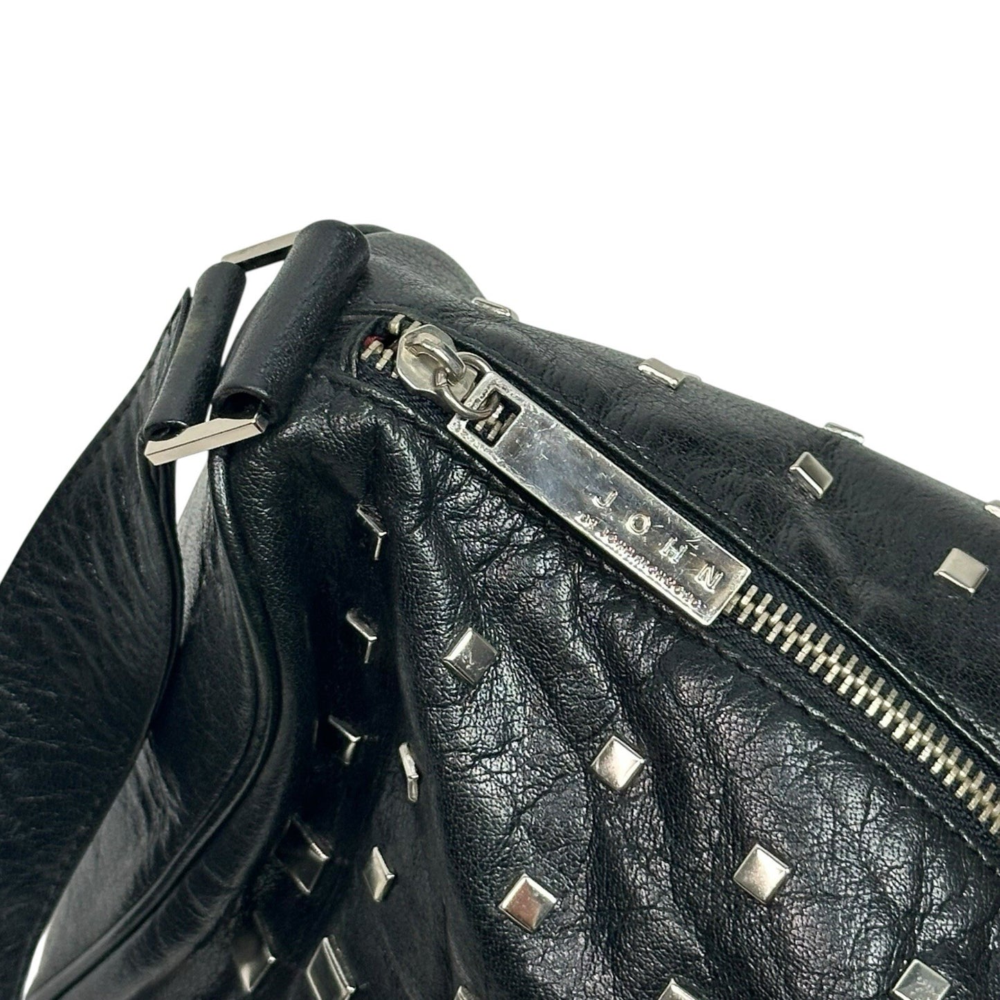Vintage John Richmond Studded Black Leather Hand Bag