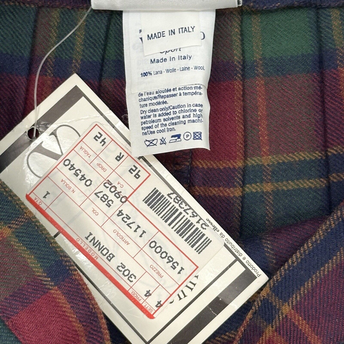 Vintage Valentino Sport Pleat Skirt 28w Red & Blue Tartan Made In Italy NWT 80’s