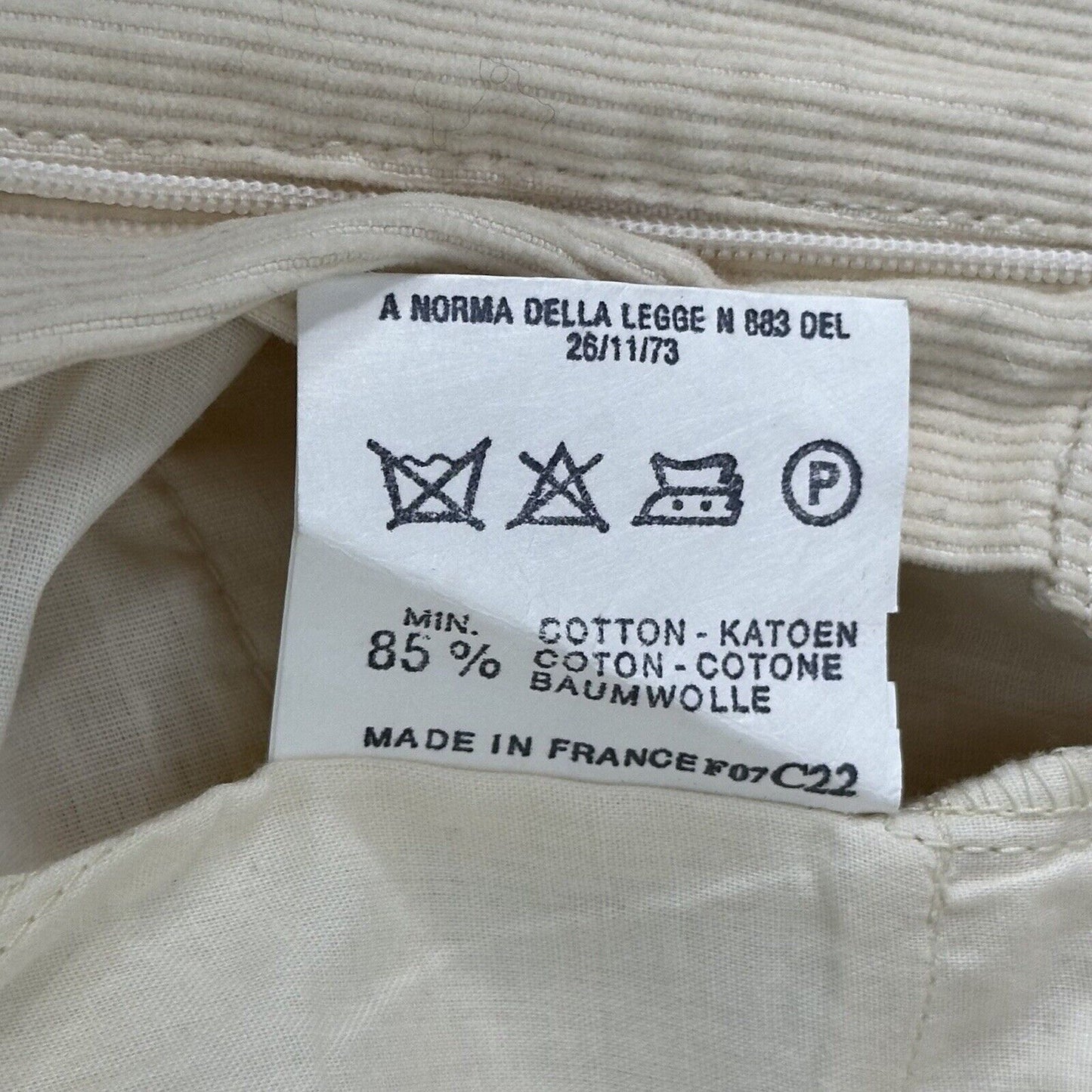 Vintage Levi’s Cord Trouser 33w 33l Straight Leg Cream Made In France 70’s Rare