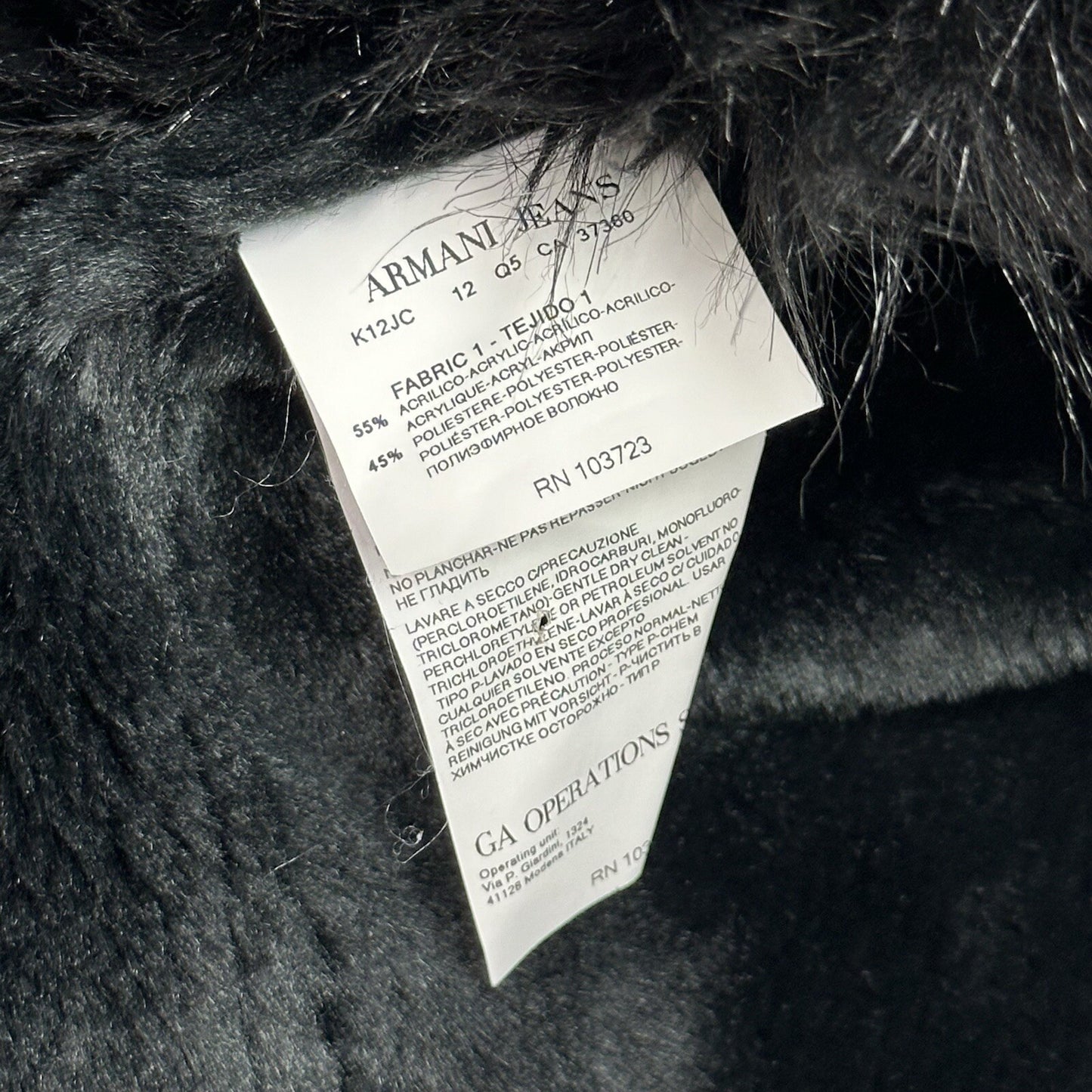 Vintage Armani y2k Coat Faux Fur Detailing Women’s Small Black Hooded