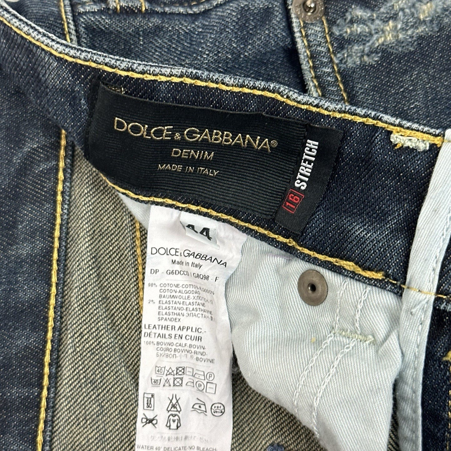Dolce And Gabbana Jeans IT44 Men’s Blue Denim Made In Italy Slim Fit Distressed