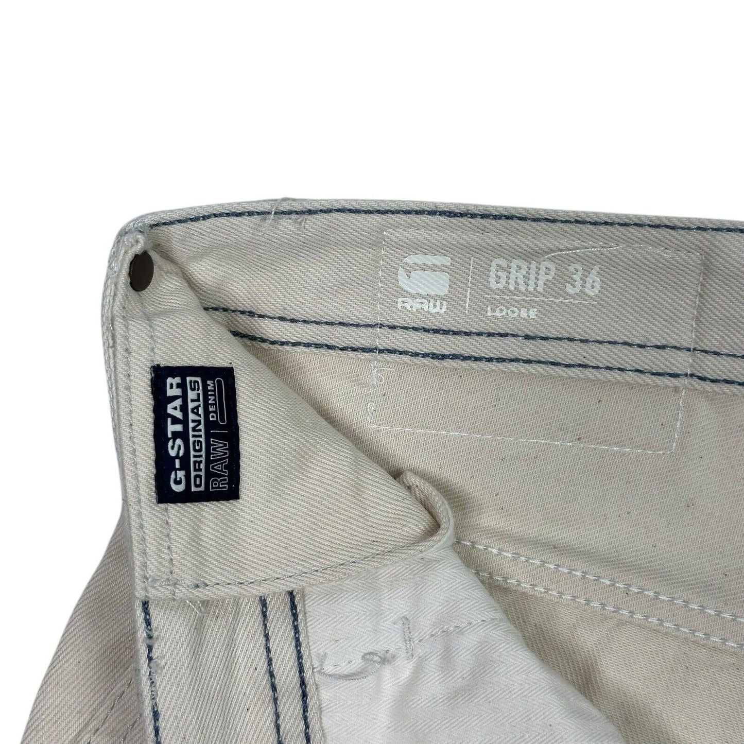 G-Star Raw Grip Loose Jeans 32w 30l Wide Leg Ecru White