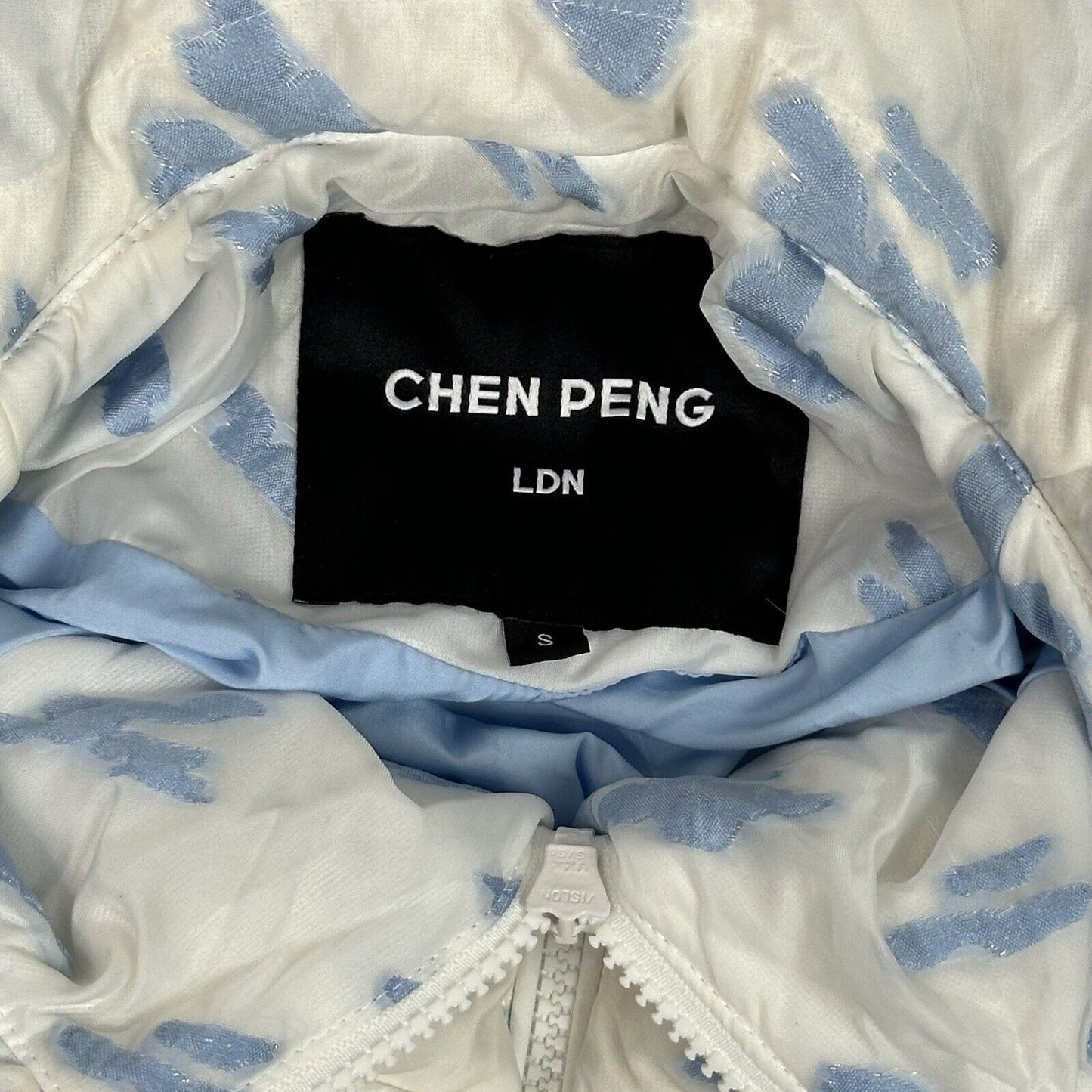 AW21 Chen Peng Blue Fairy Down Jacket Womens Small Blue And White