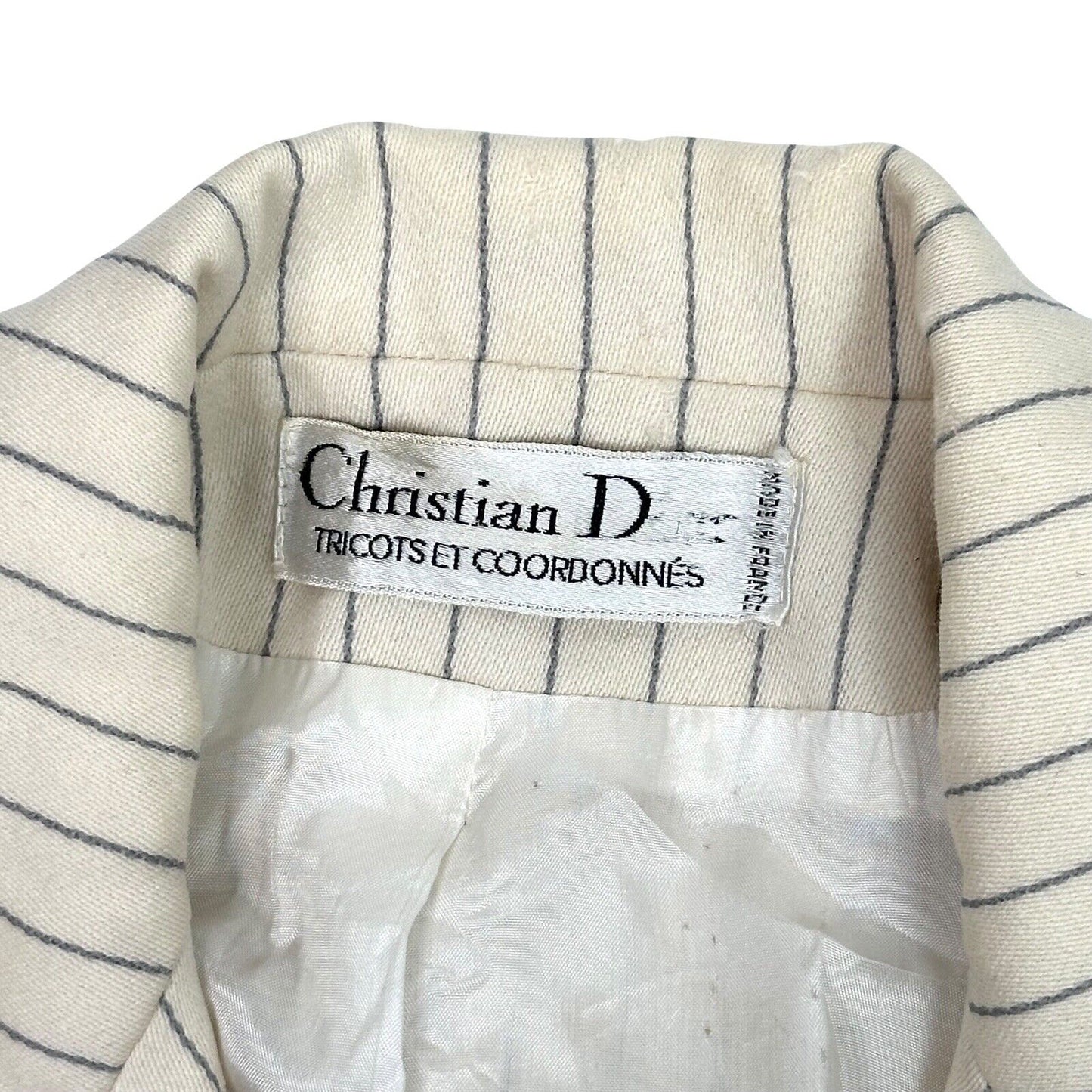 Vintage Christian Dior Suit Set Women’s Small Pin Stripe Cream Made In France
