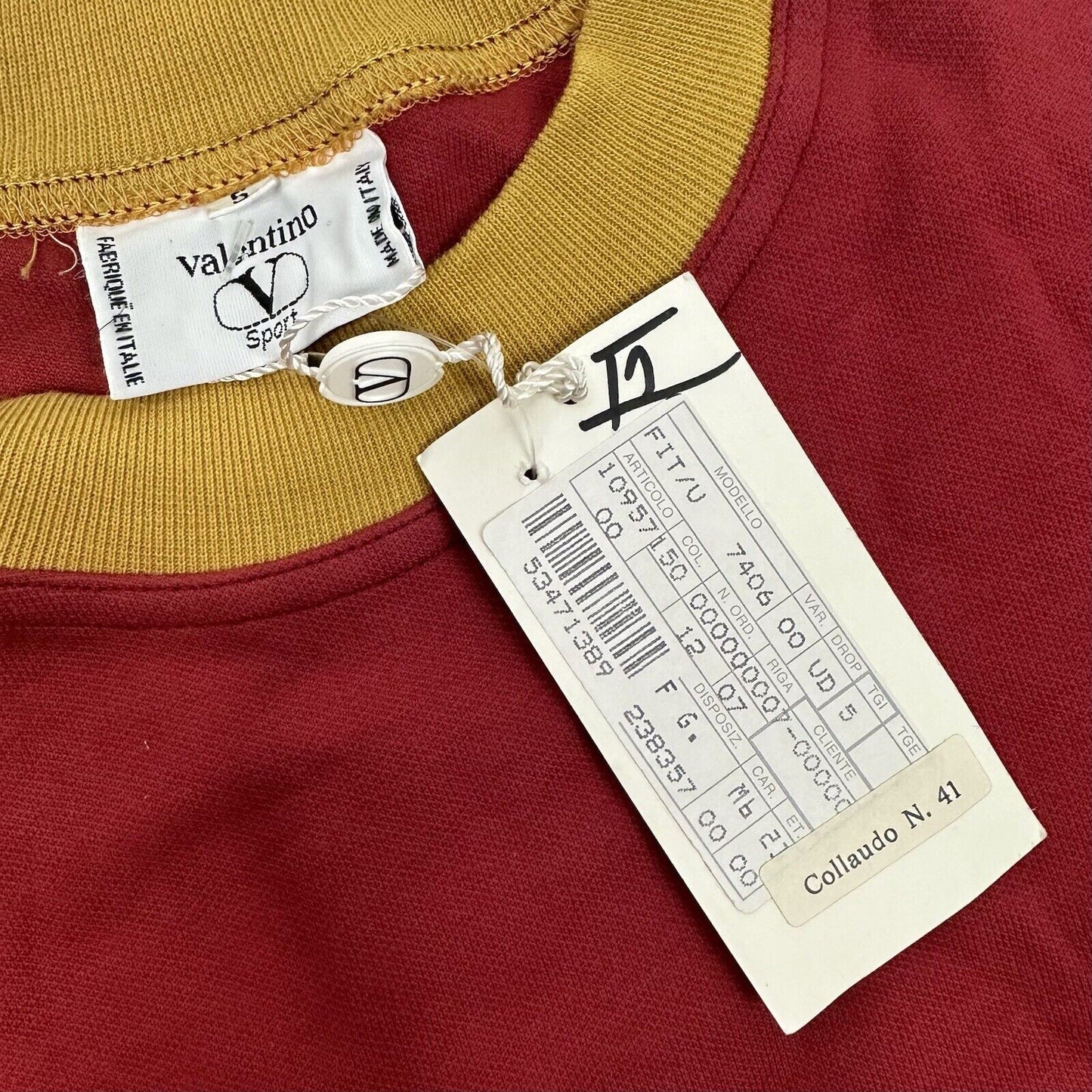 Vintage Valentino Sport Jumper Mustard And Red Men’s Large Made In Italy NWT 80’s