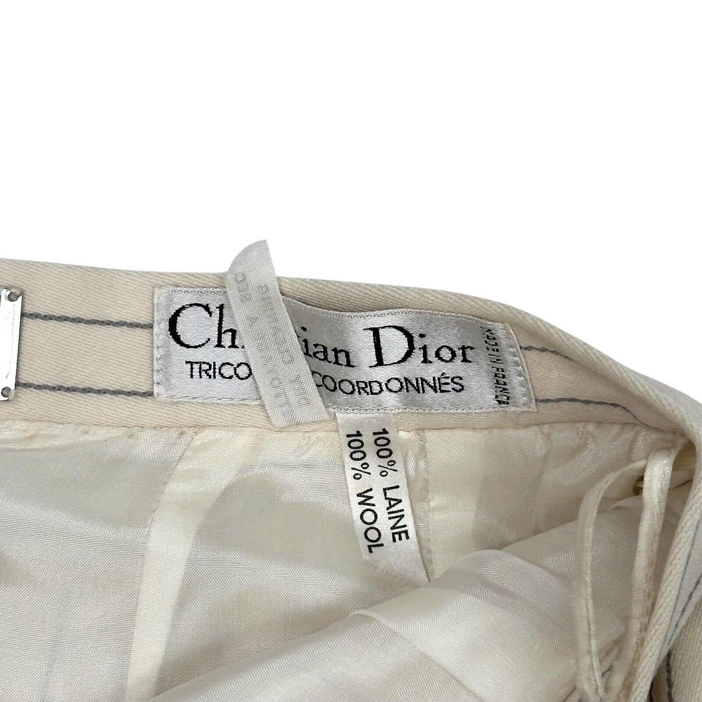 Vintage Christian Dior Suit Set Women’s Small Pin Stripe Cream Made In France