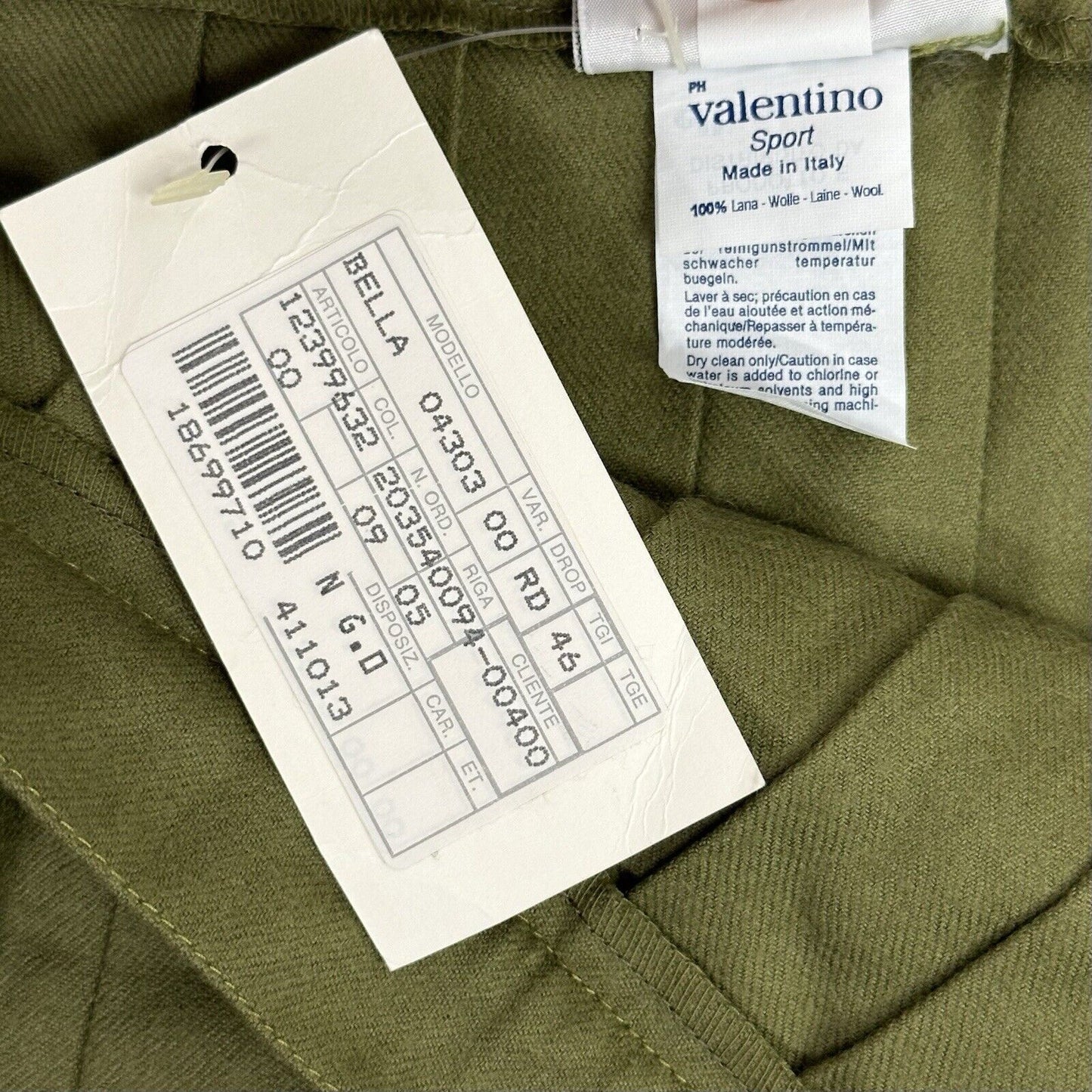 Vintage Valentino Sport Pleat Skirt 29w Khaki Green Made In Italy NWT 80’s
