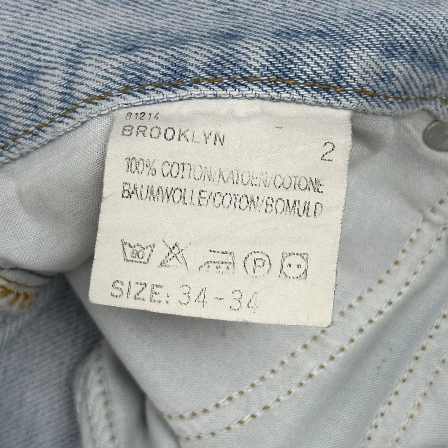 Vintage Lee Jeans Riders 34w 34l Blue Distressed Slim Straight Leg Brooklyn Men's