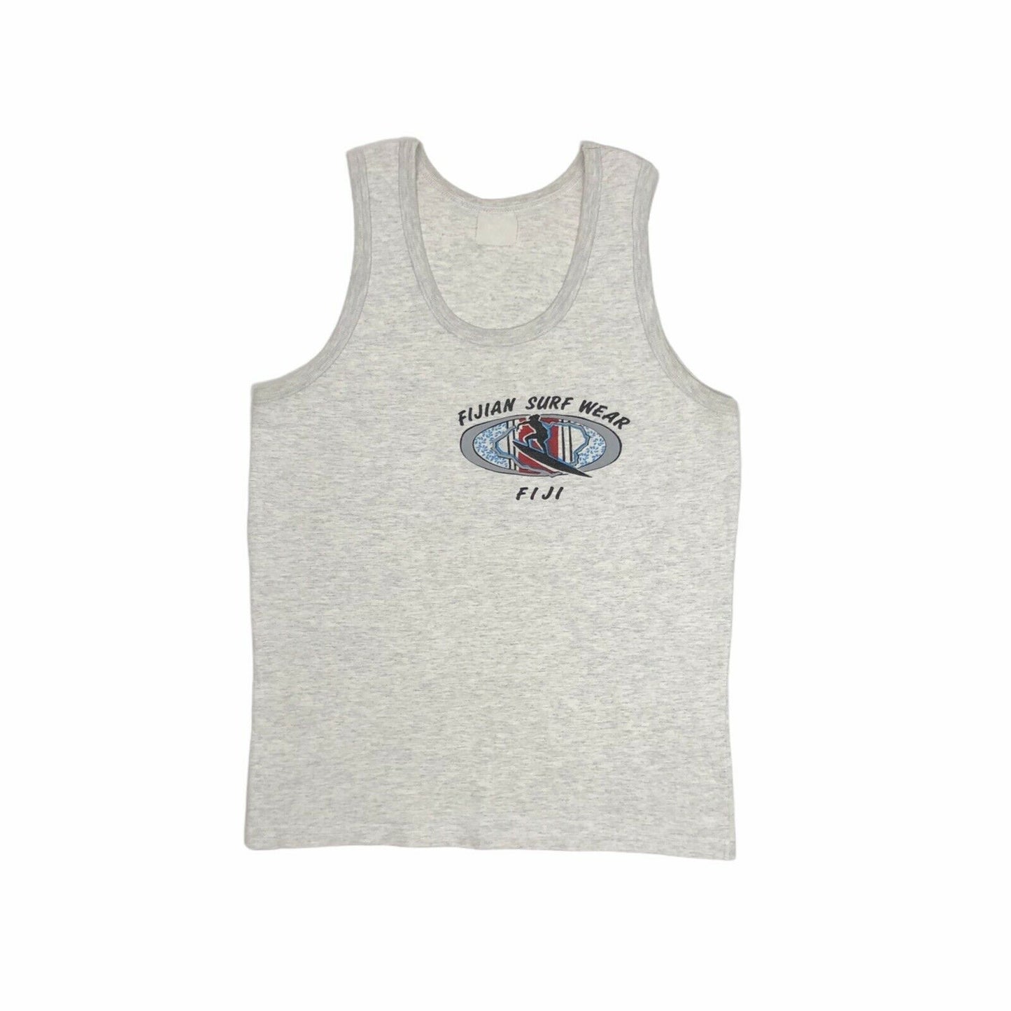 Vintage Fiji Vest Print Mens Medium Graphic Print Grey Surf