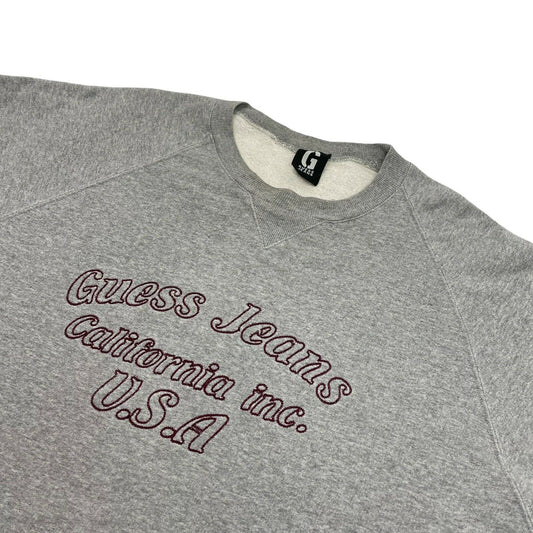 Vintage Guess Jeans Sweatshirt Men's XXL Grey Embroidered Logo Crew Neck Jumper