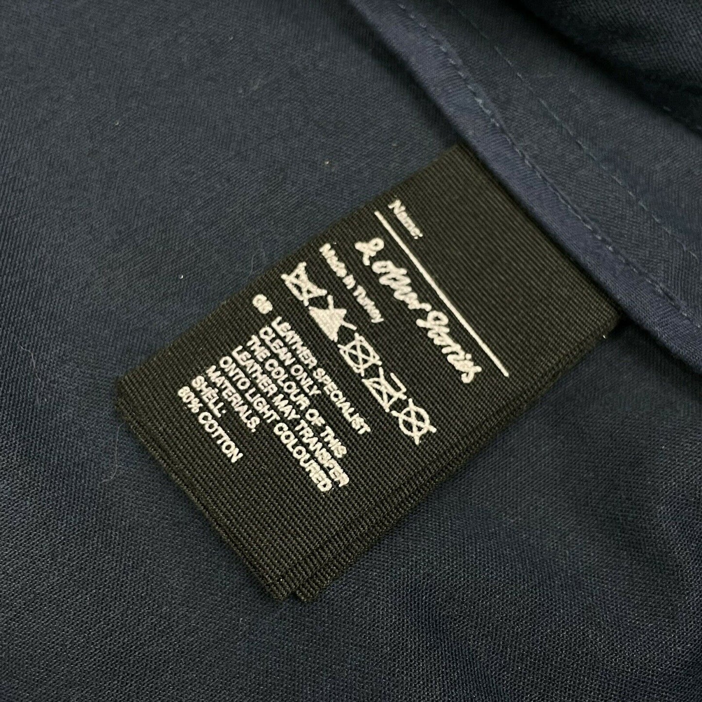 & Other Stories Leather And Canvas Jacket Women’s Small Navy And Black