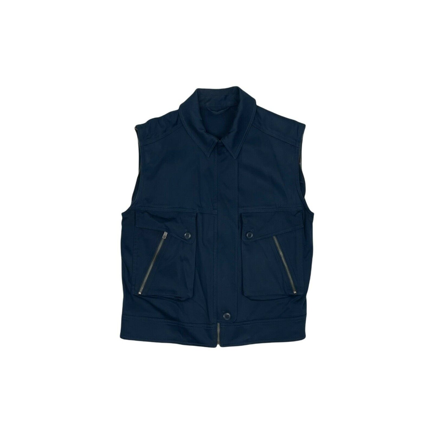 & Other Stories Leather And Canvas Jacket Women’s Small Navy And Black