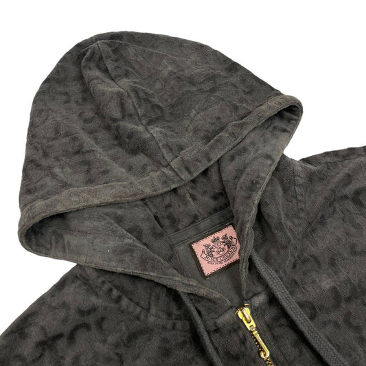 Vintage Juicy Couture Velour Hoodie Women's Large Grey Monogram Design