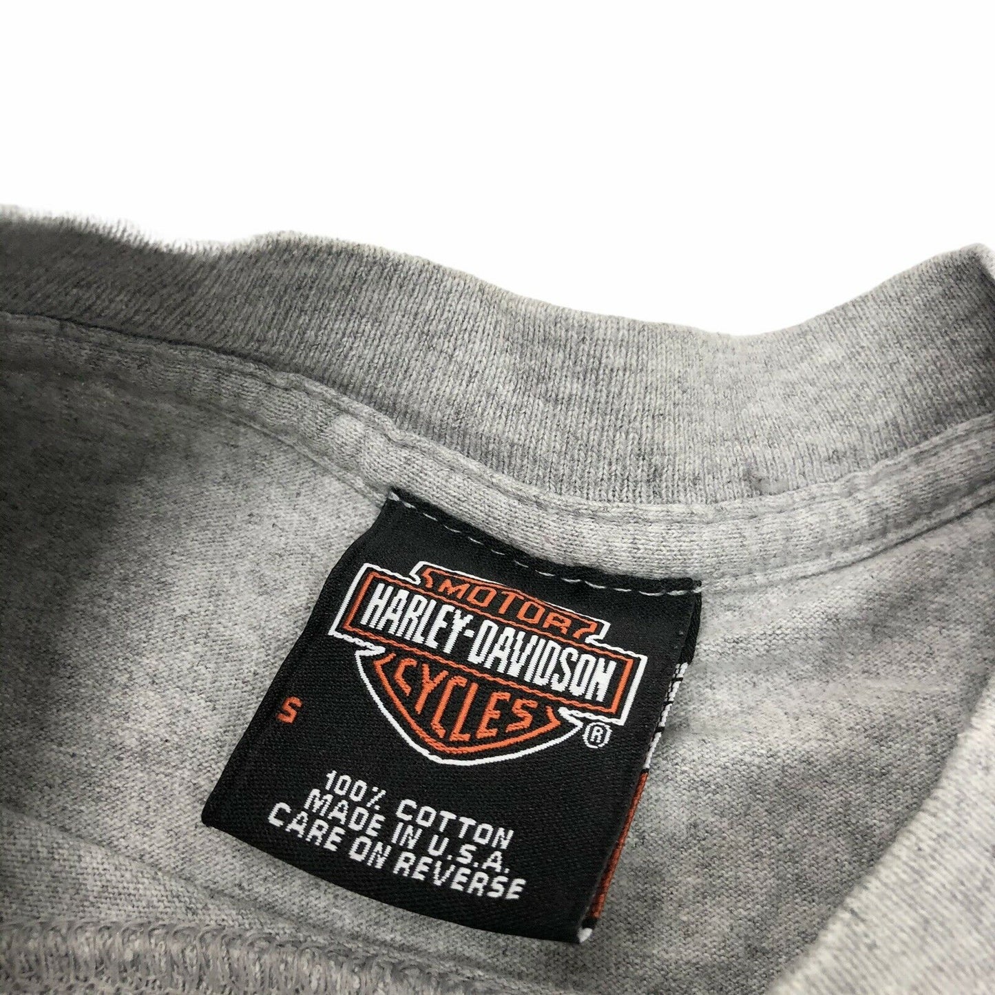 Vintage Harley Davidson T-Shirt Cropped Womens Small Grey Made In USA