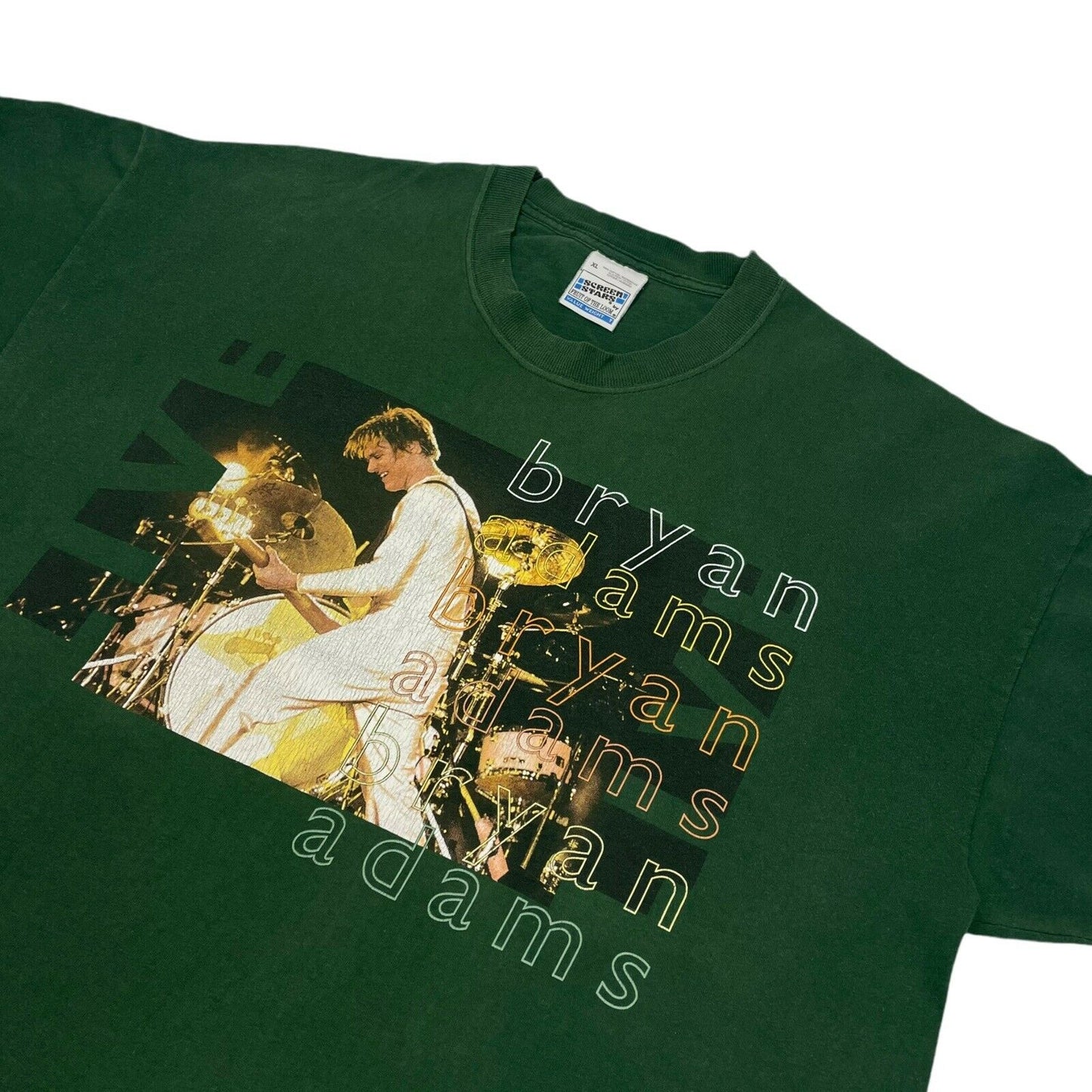 Rare Vintage 1999 Bryan Adams Tour T-Shirt Mens XL Green Screen Stars