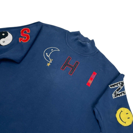 Vintage Moschino Mock Neck Jumper Men's Small Navy Blue Made In Italy