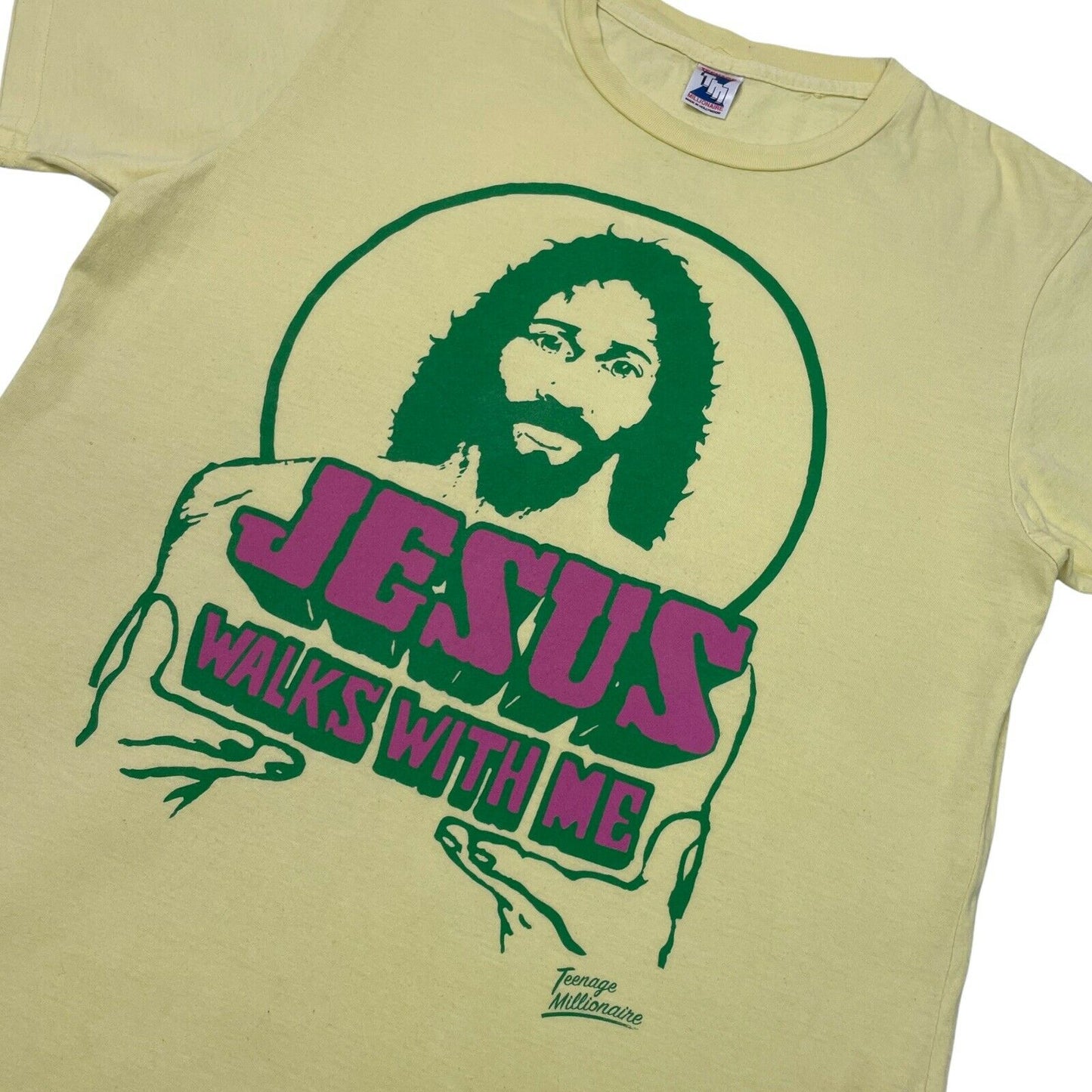 2004 Kanye West Jesus Walks With Me T-Shirt Yellow Mens Teenage Millionaire