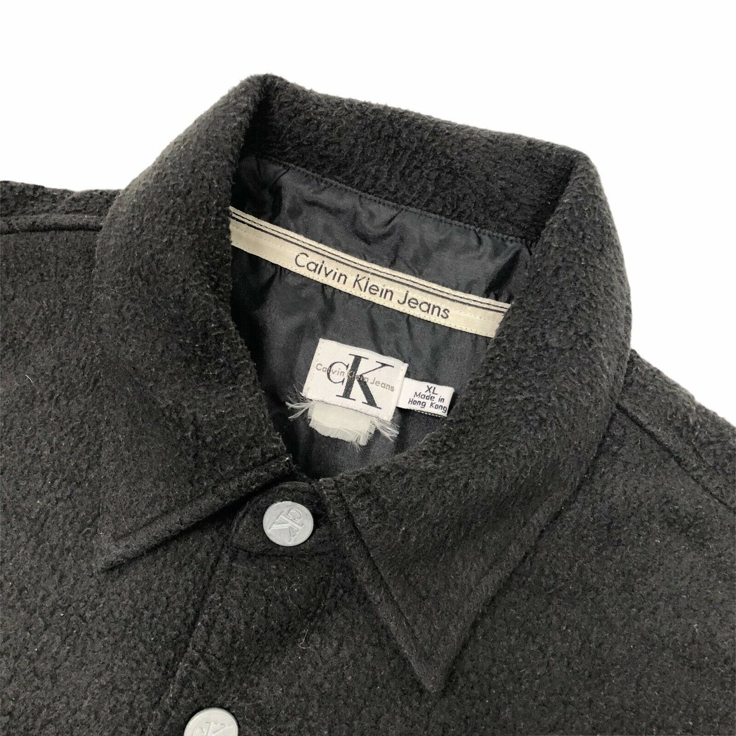 Vintage Calvin Klein Overshirt Black Mens XL Sherpa Soft Touch