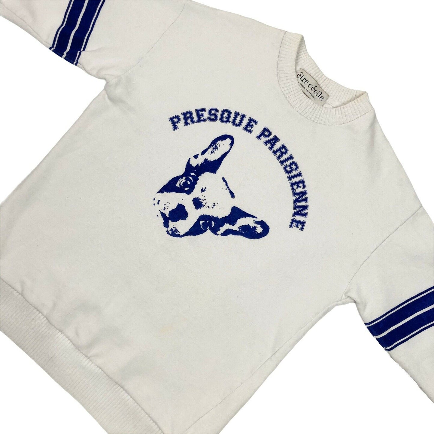 être cécile Crew Neck Jumpet White And Blue Presque Parisienne Womens Large