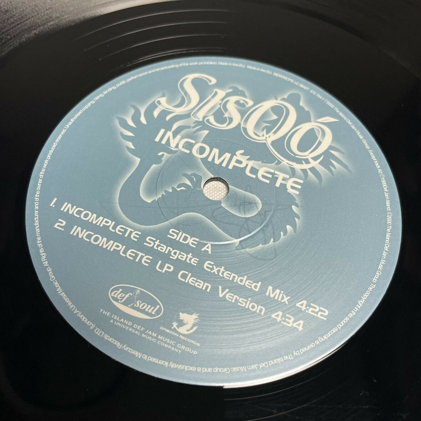 2000 Sisqo Incomplete Vinyl Single Featuring Bonus Tracks