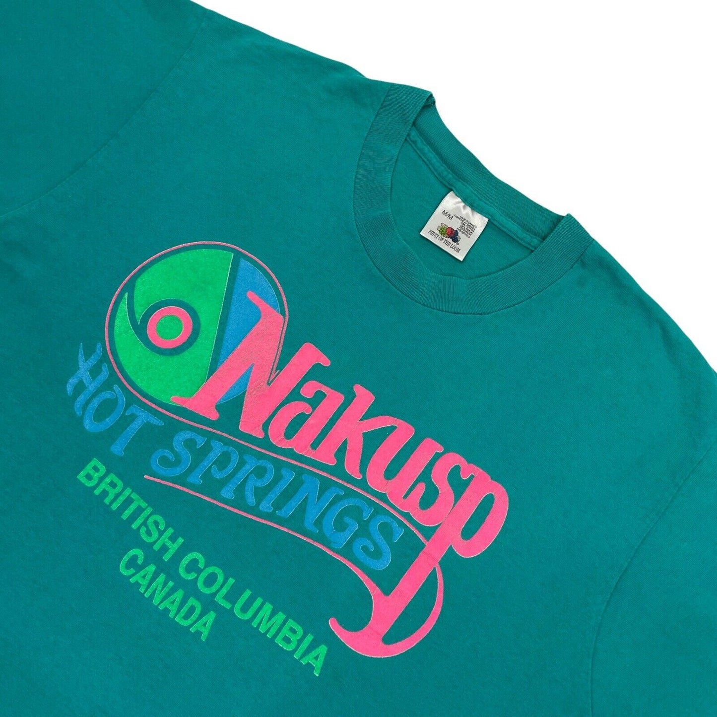Vintage Nakusp Canada T-Shirt Men’s Medium Teal Fruit Of The Loom 90’s