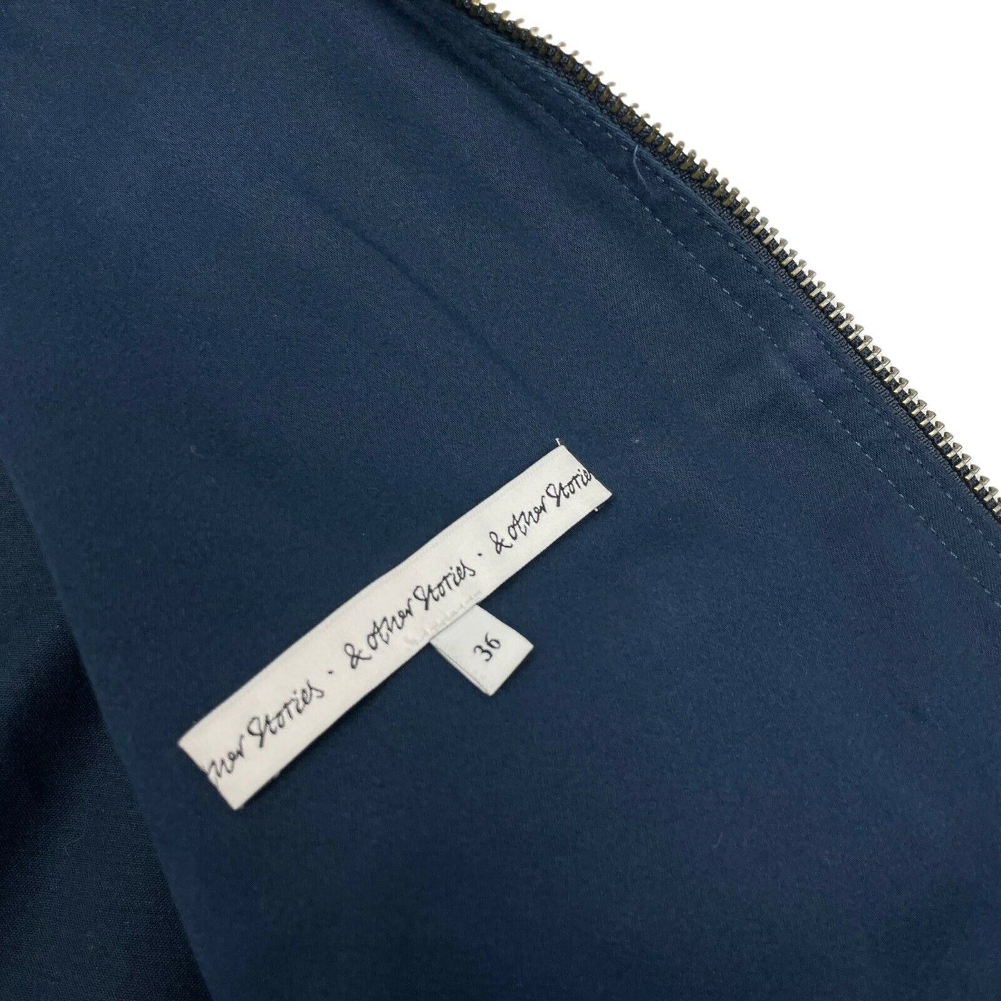 & Other Stories Leather And Canvas Jacket Women’s Small Navy And Black