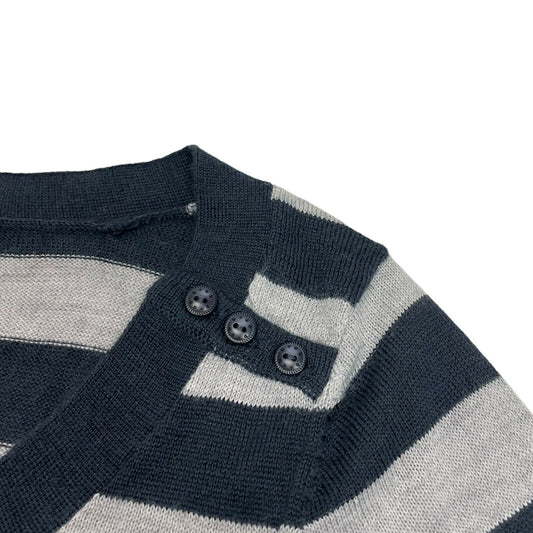 AW08 b+ab Stripe Wool Jumper Women's Small Grey & Navy Blue bplusab y2k