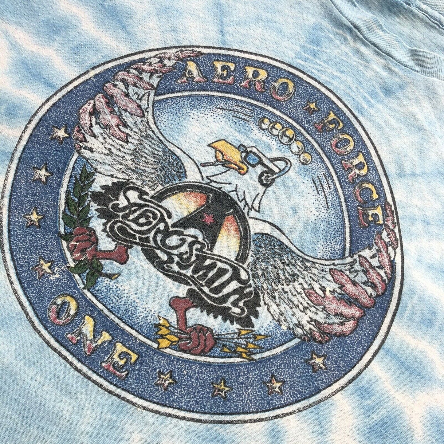 Rare Vintage 90s Aerosmith Aero Force One T-Shirt Mens Small Single Stitch Blue