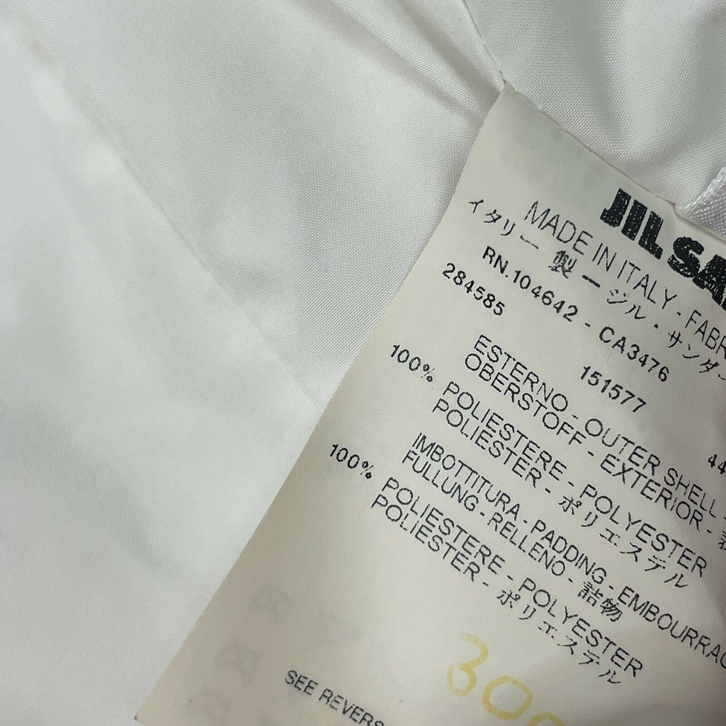 Jil Sander Padded Jacket Womens Small White Made In Italy