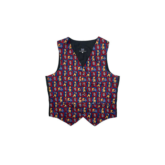 Vintage Winnie The Pooh Silk Waistcoat Tie Rack Mens Medium 90’s Disney