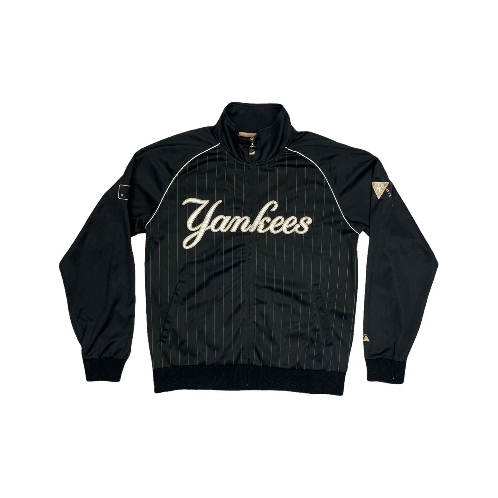 00's New York Yankees Satin Jacket Cooperstown Mens XL Black Gold Embr –  Time Machine Goods