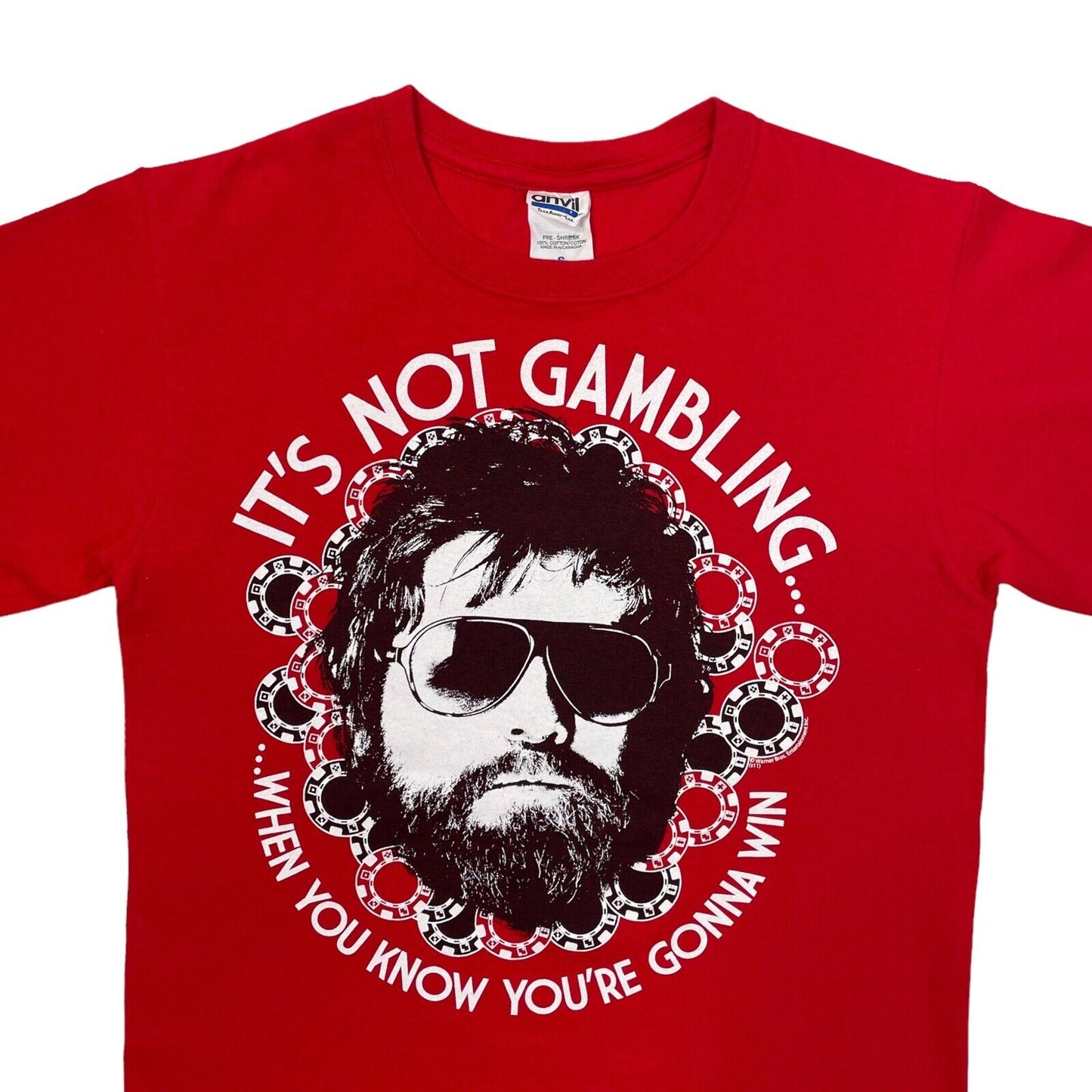 2011 The Hangover Movie T-Shirt Red Mens Small Warner Bros Anvil Blue Tag