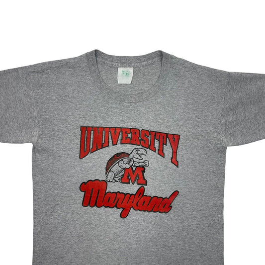 Vintage 1980's Maryland University T-Shirt Men's Medium Grey Terrapins Graphic
