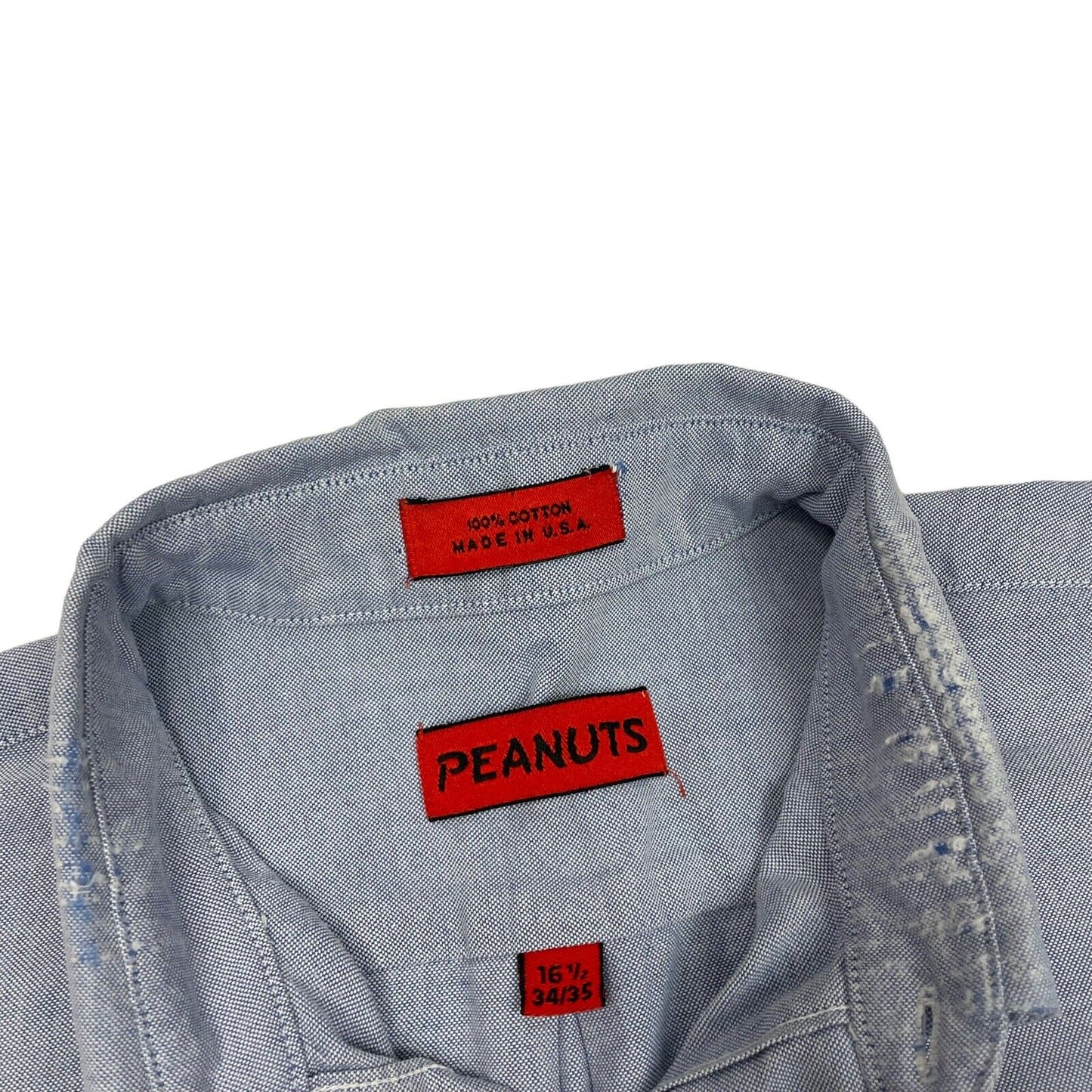 Vintage Peanuts Shirt Mens Large Made In USA Blue Embroidered