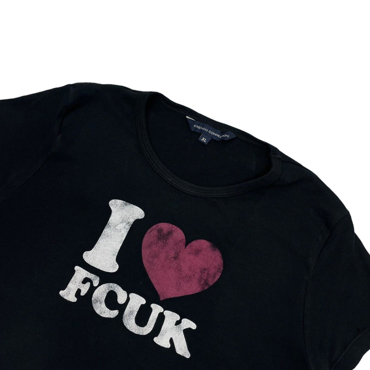 00’s French Connection FCUK T-Shirt Womens XL Navy Graphic Print