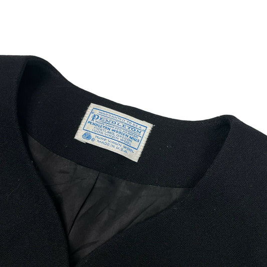 1980's Vintage Pendleton Blazer Jacket Women's Large Black Wool Made In USA