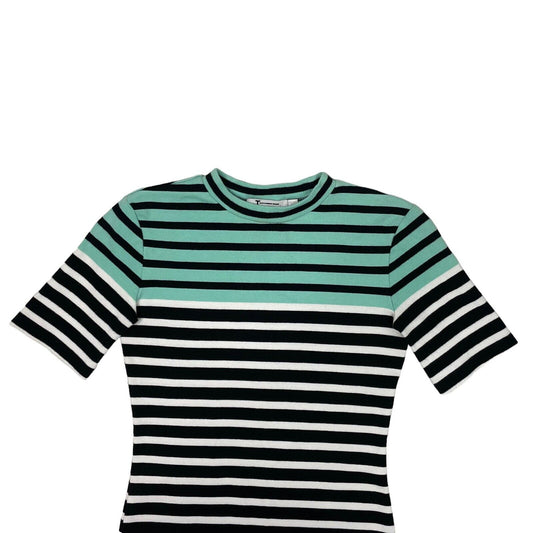 Alexander Wang Striped Midi Dress Short Sleeve Women's XS Multicoloured
