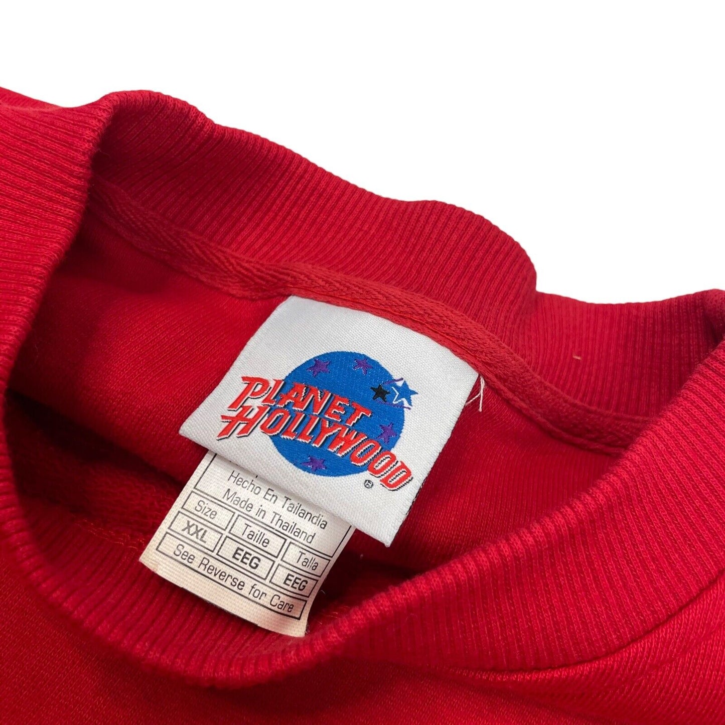 Vintage Planet Hollywood London Crew Neck Jumper Mens XXL Red Embroidered