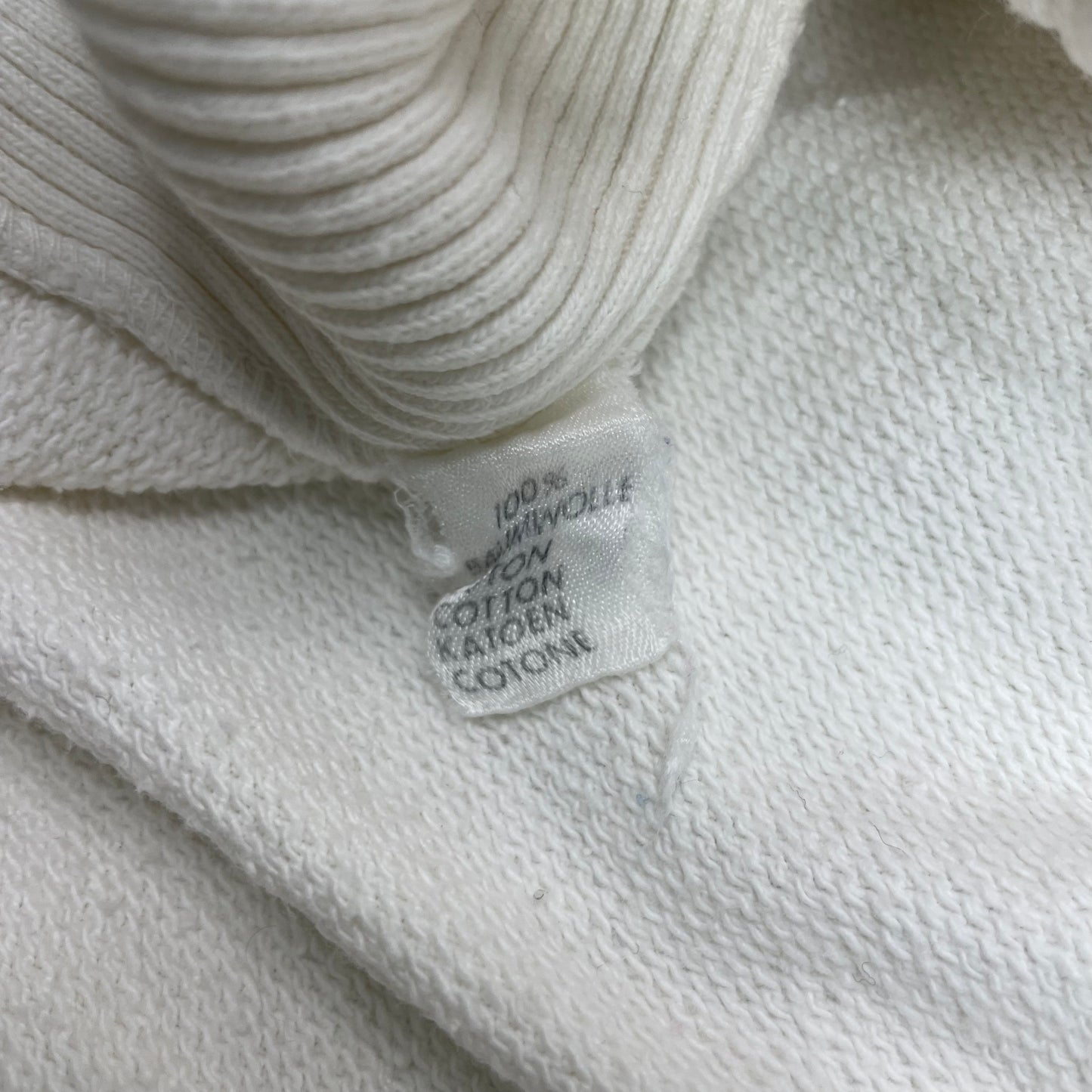 Vintage 80’s Button Neck Jumper Cream Men’s Large Ribbed